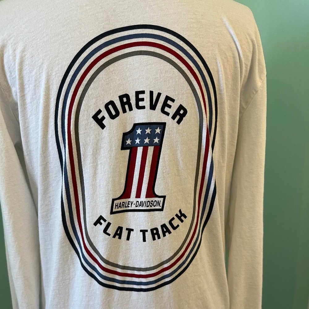 Forever Flat Track Harley Davidson T-shirt size L, Long Sleeve